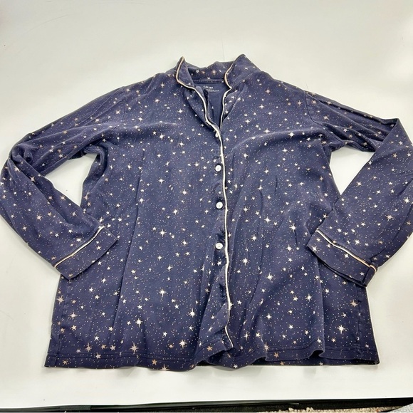Calida Bamboo Navy Blue Star Galaxy Print Loungewear Pajama Set Medium - Picture 3 of 14